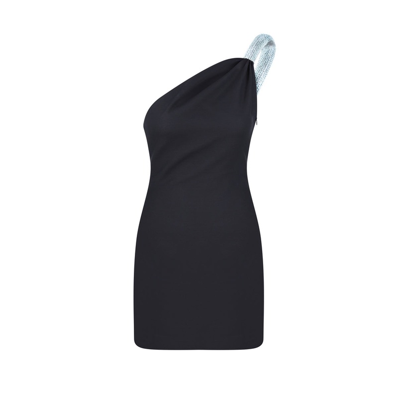 LIVIA BLACK ONE-SHOULDER MINI DRESS