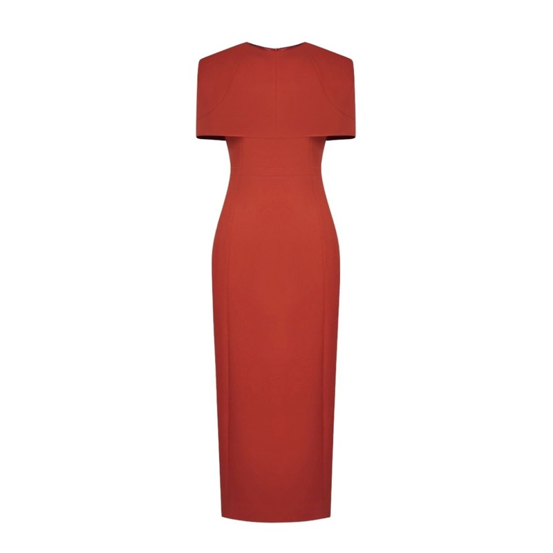 NAOMI BURNT ORANGE MIDI DRESS