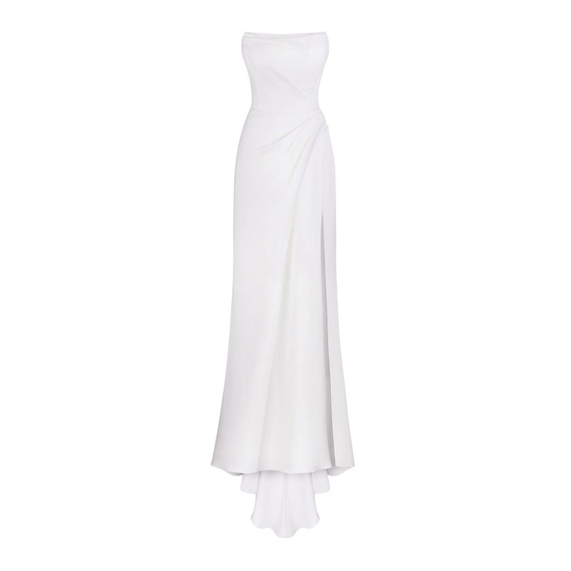 OFF-WHITE MINIMALISTIC DRAPED CORSET GOWN