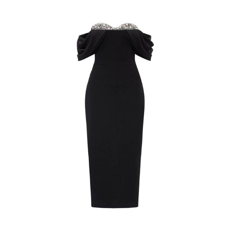 RACHEL BLACK TEXTURE BODYCON MIDI DRESS