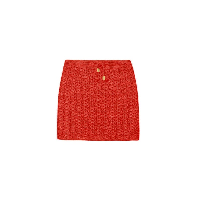 RED HEART CROCHET SILK MINI SKIRT