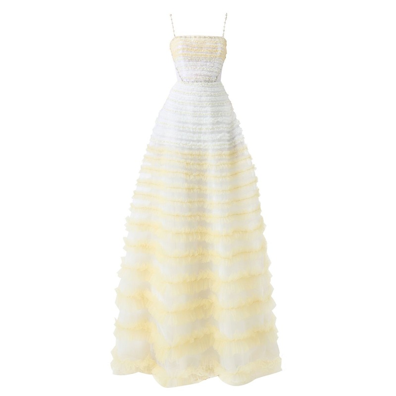 BEIGE FIT AND FLARE ORGANZA GOWN