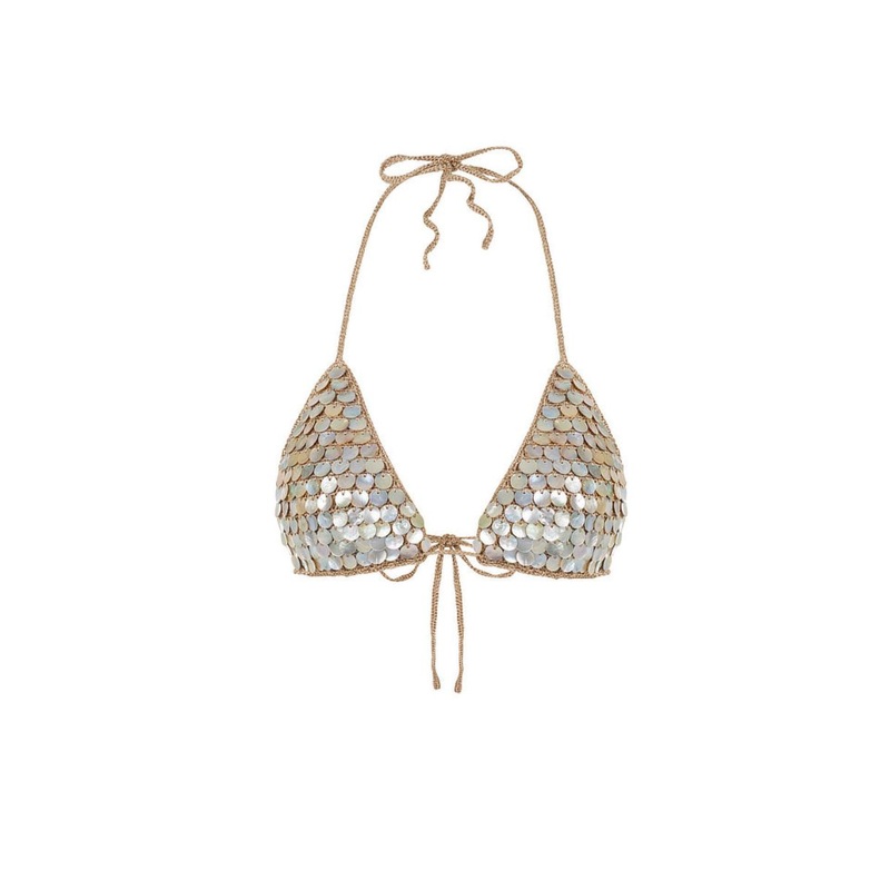 BRONZE HAND-CROCHET MOTHER OF PEARL BRA TOP