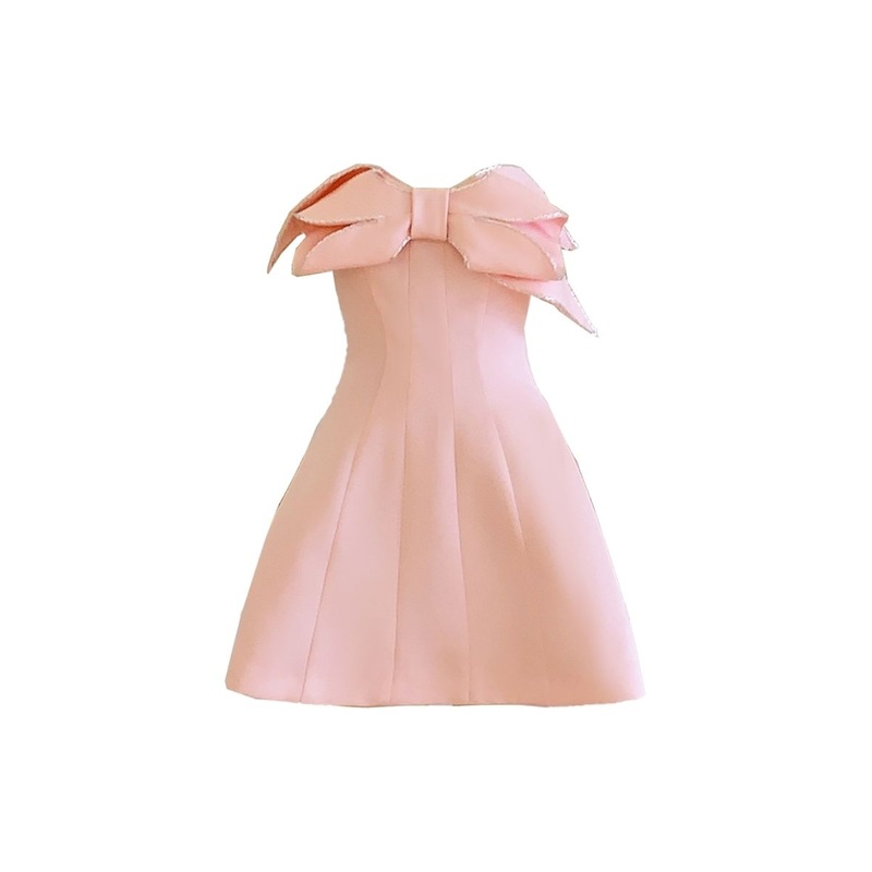 CLAYTON PINK A-LINE PLEATED CHEST ORGANDY MINI DRESS