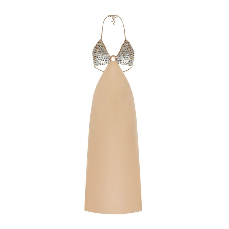 HAND-CROCHET MOTHER OF PEARL SILK DRESS