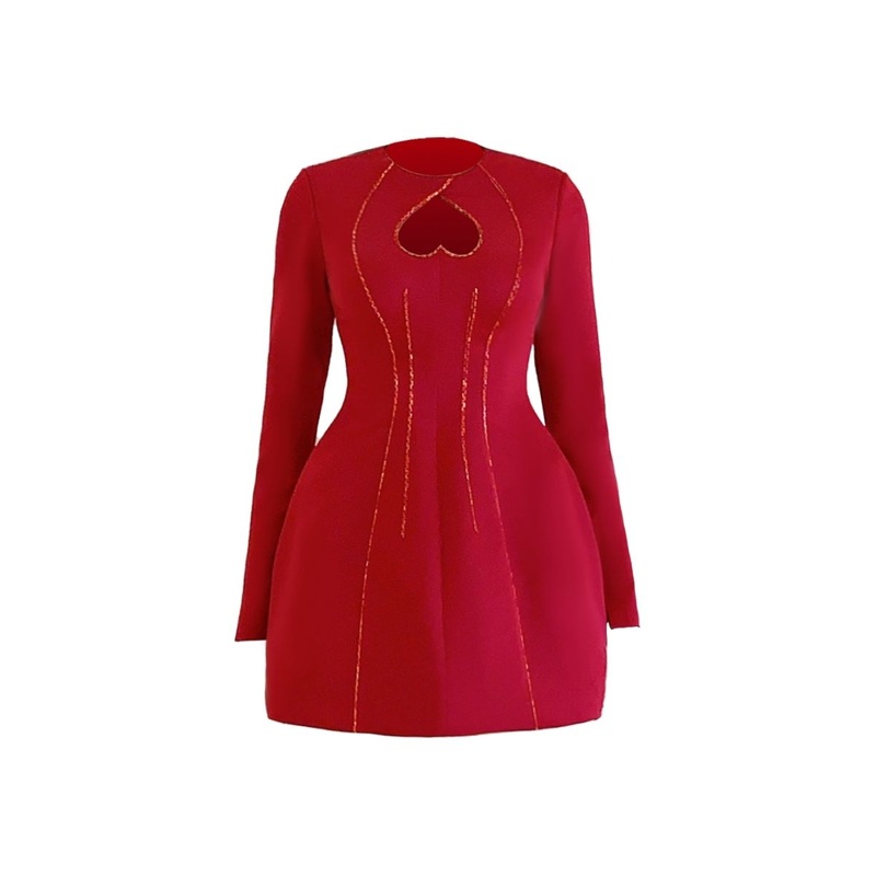 REMY RED A-LINE ROUND NECK ORGANDY MINI DRESS