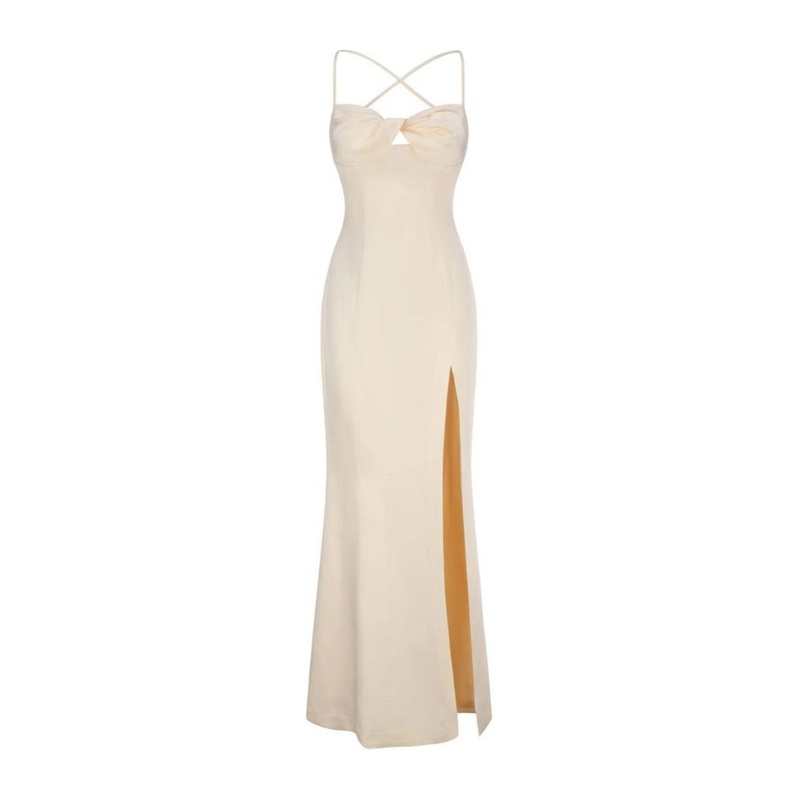 ALAINA CHAMPAGNE LACE BACK GOWN
