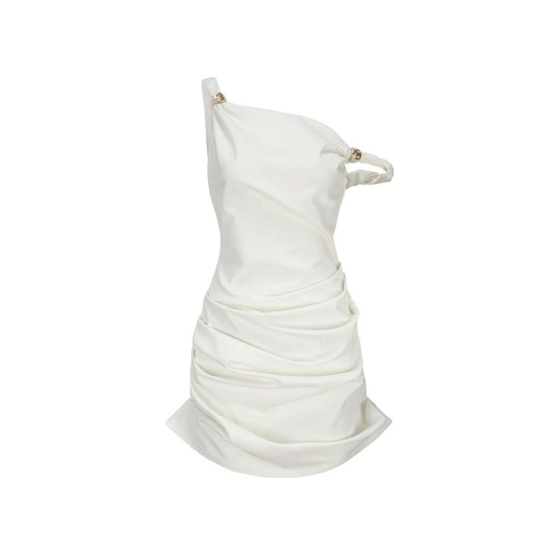 ANDREA WHITE ASYMMETRIC MINI DRESS