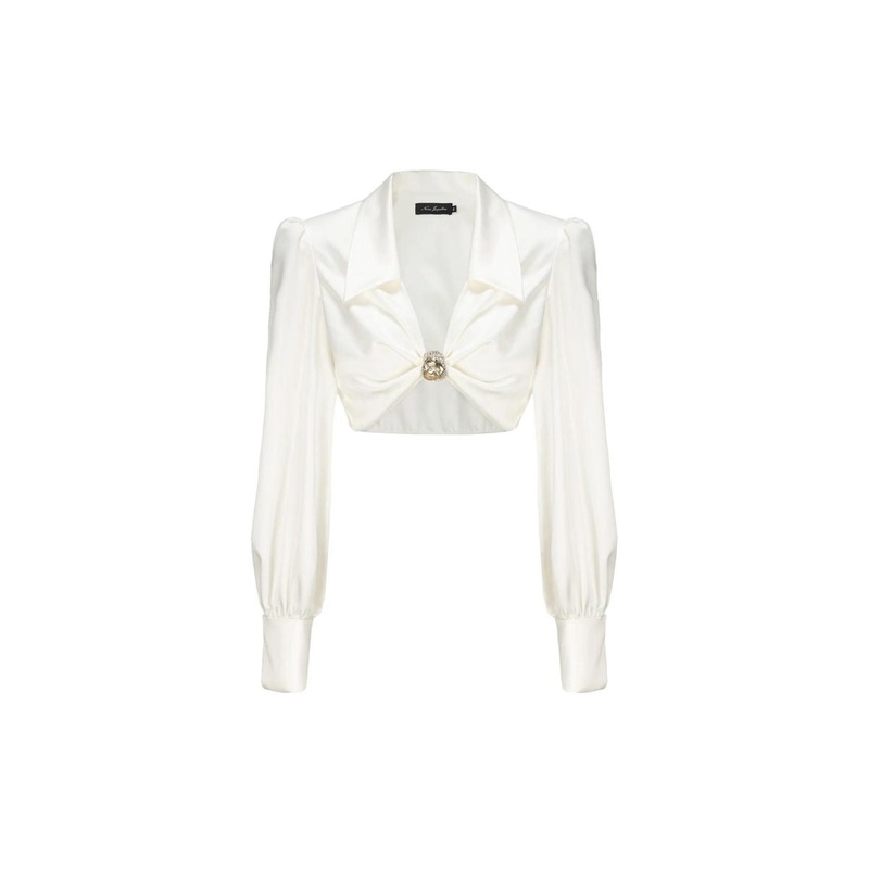ANDREA WHITE SATIN CROP TOP