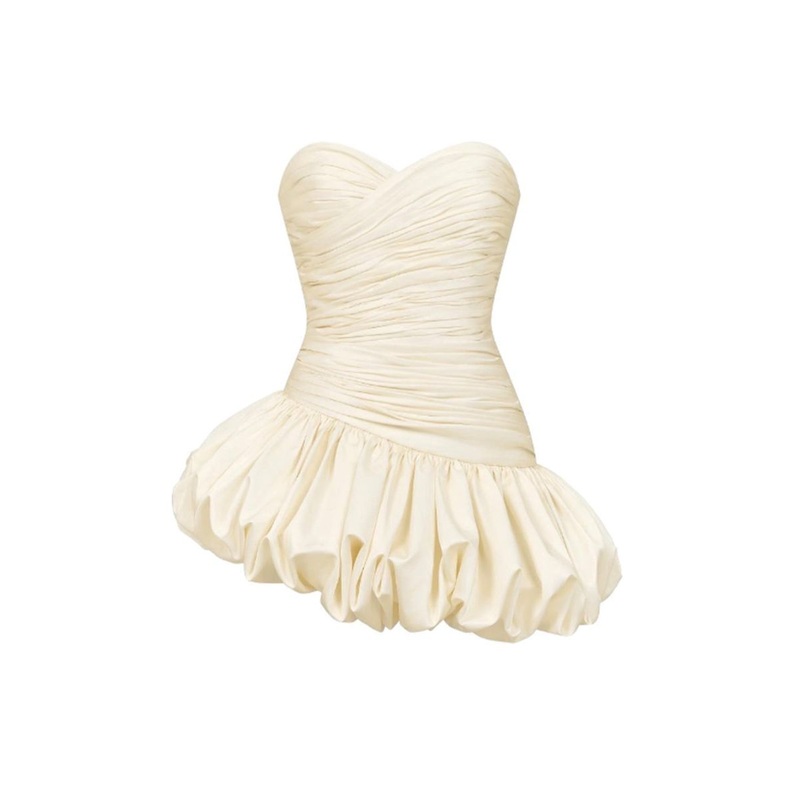 BALLOON DRAPED MINI DRESS IN IVORY WHITE