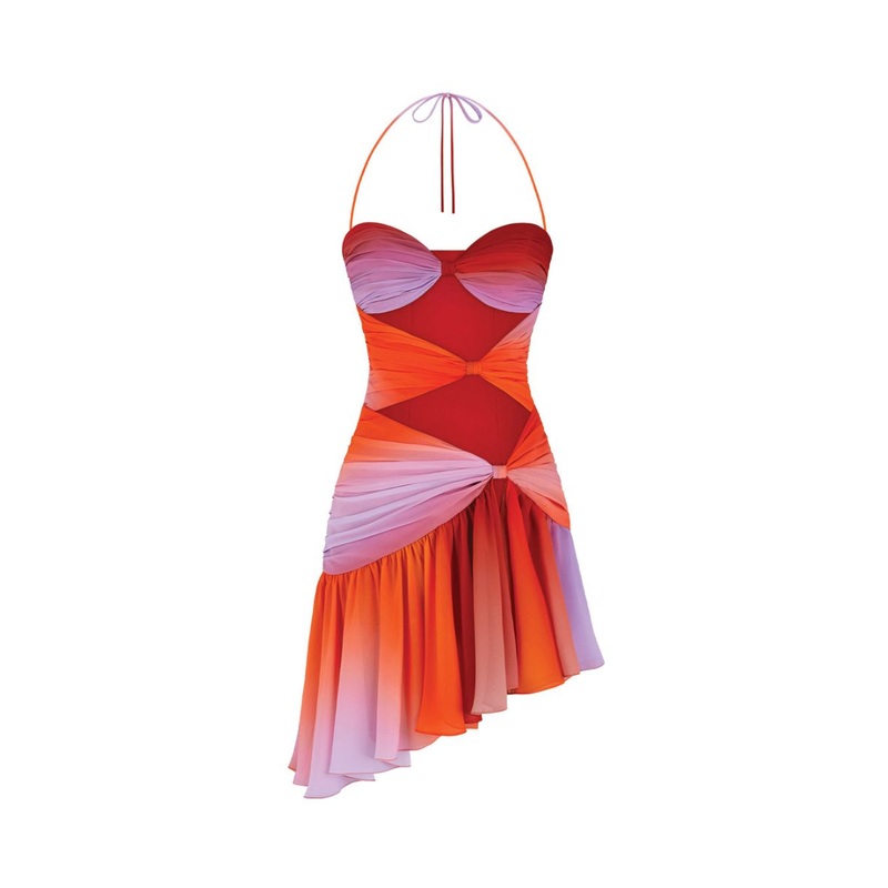 BETTA DRAPED MINI DRESS IN HALF MOON RED