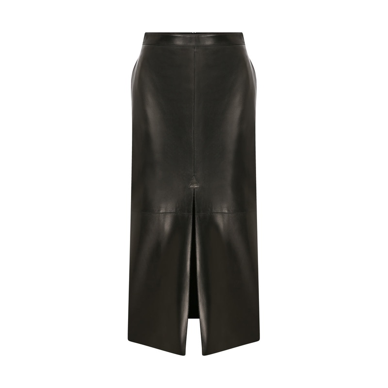 BLACK LEATHER PENCIL SKIRT