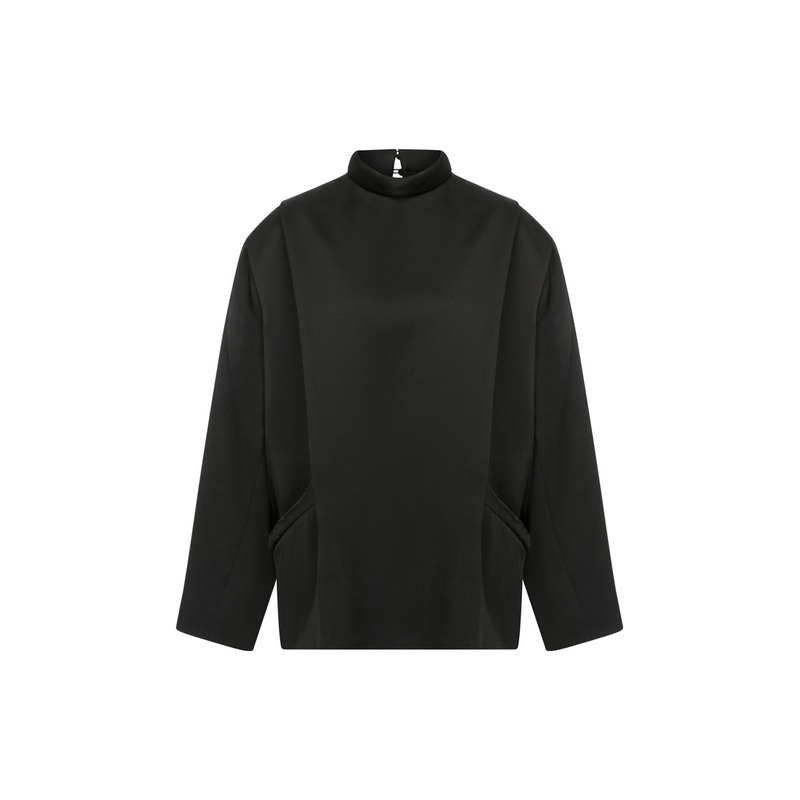 BLACK SATIN OVERSIZED BLOUSE