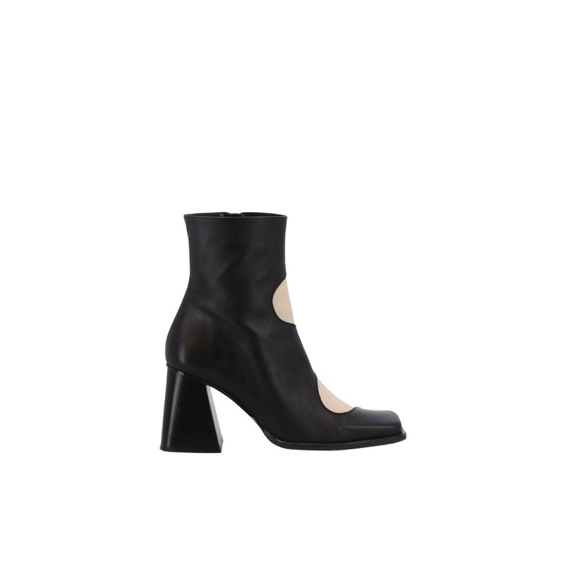 BLAIR BICOLOR BLACK CREAM ANKLE BOOTS