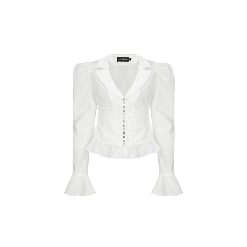 EMILIA WHITE PLEATED TOP