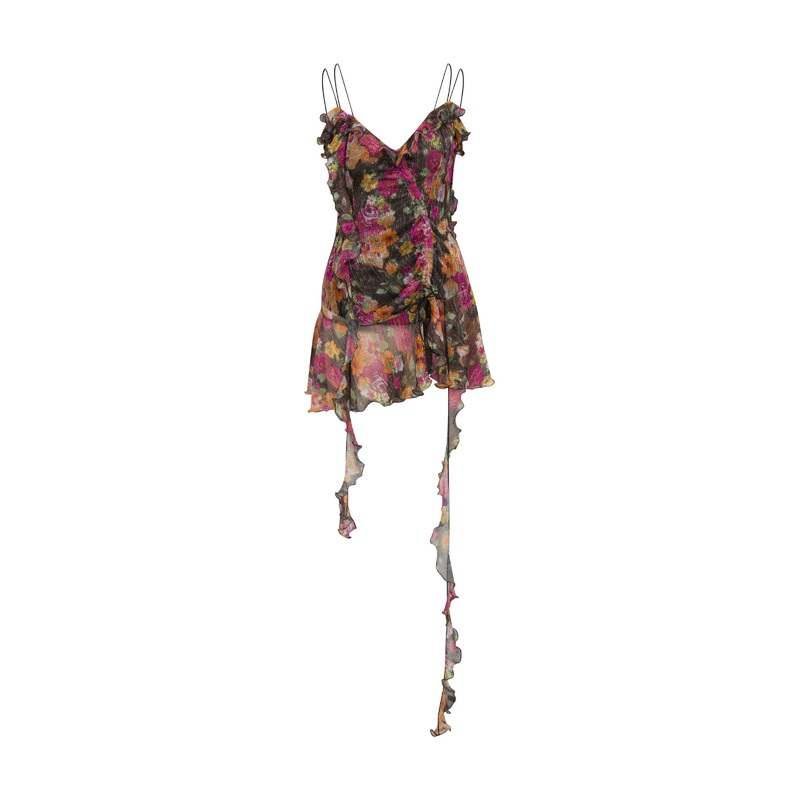 FLORAL JERSEY DRESS WITH RUFFLES