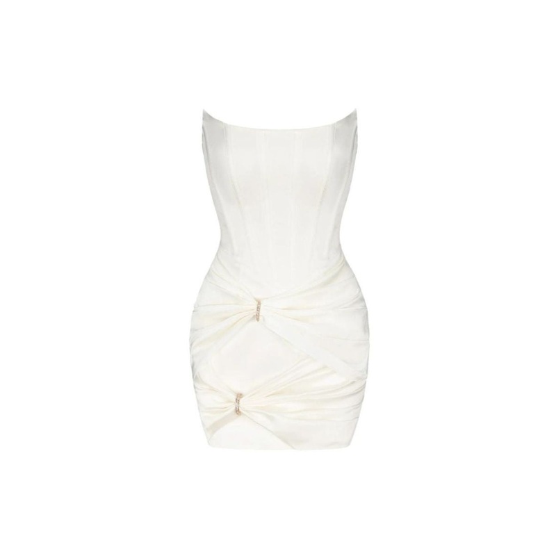 HELENA WHITE STRAPLESS MINI DRESS