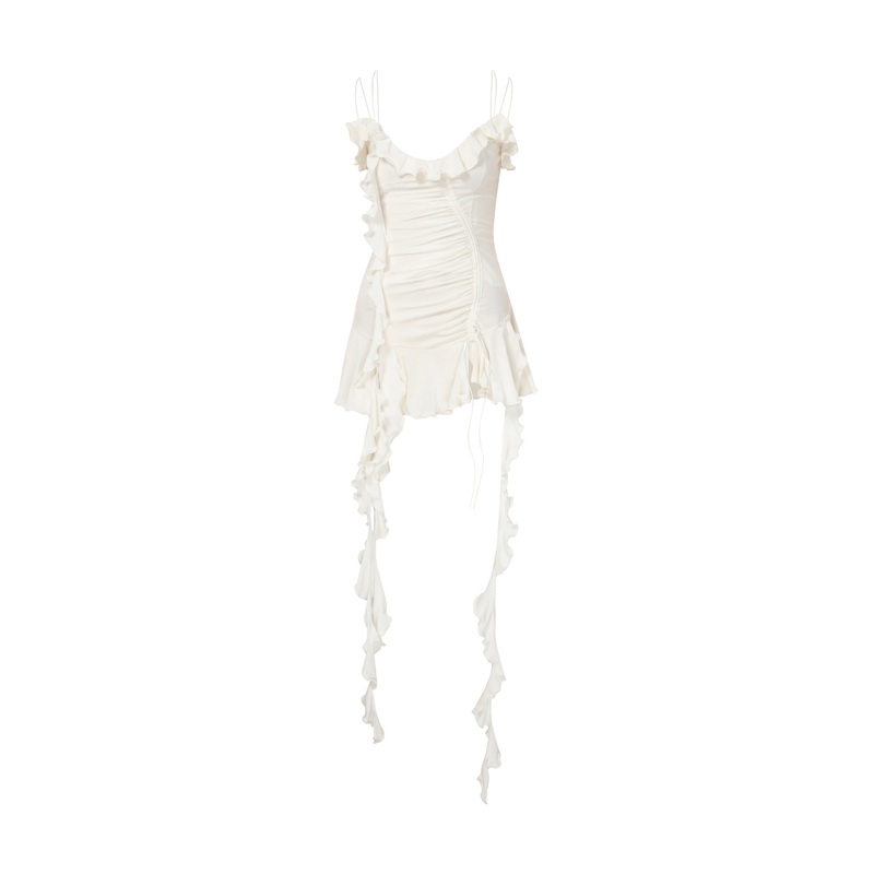 JERSEY DRESS WITH RUFFLES IN WHITE