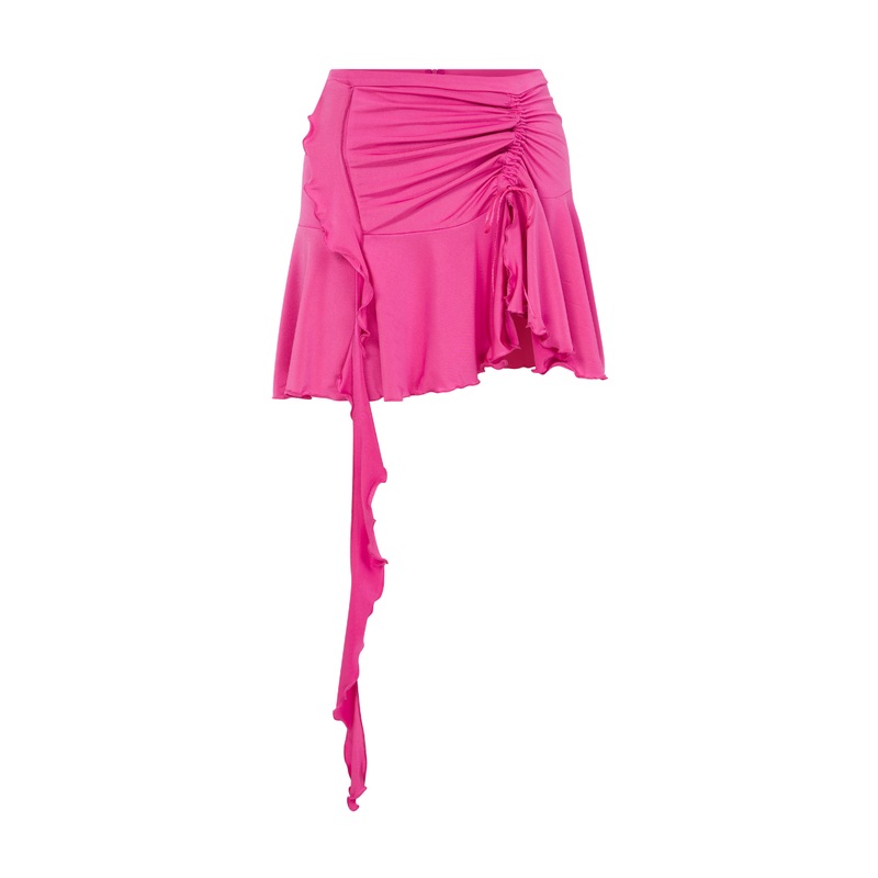 JERSEY MINI SKIRT WITH RUFFLES IN PINK