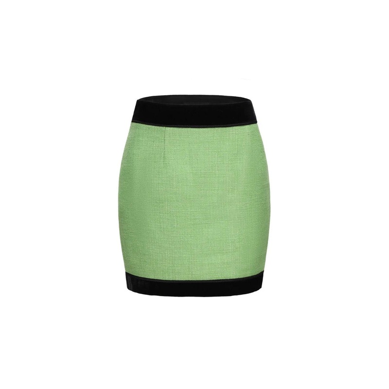 MICHELLE GREEN TWEED MINI SKIRT