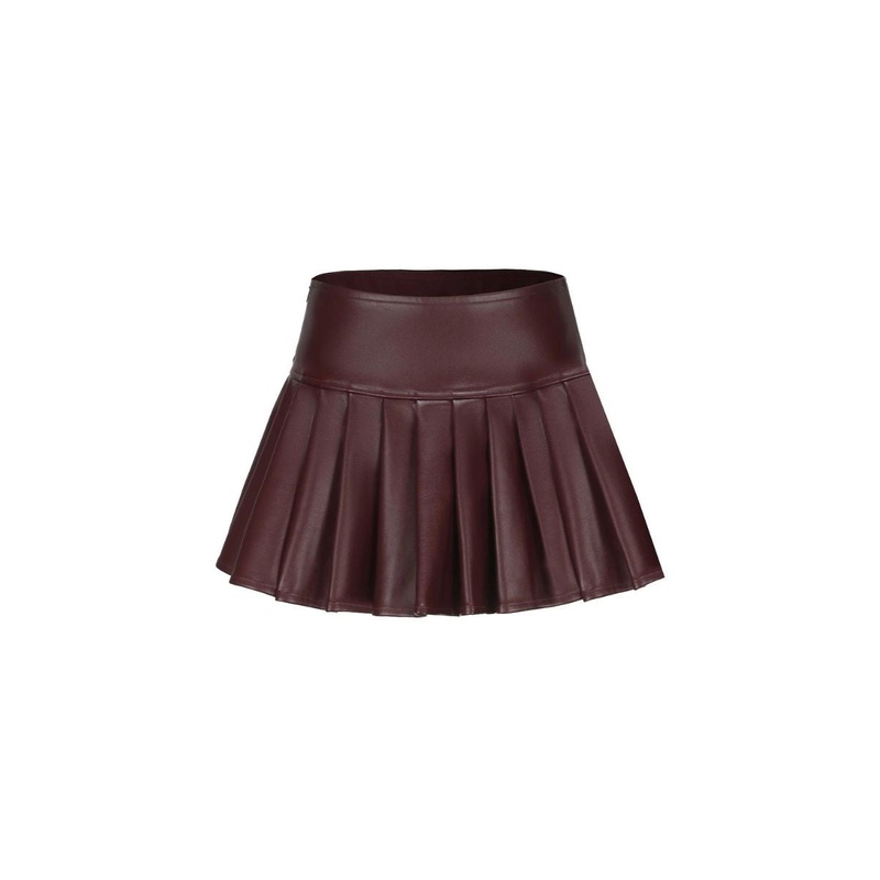 MIRABEL BROWN FAUX LEATHER MINI SKIRT