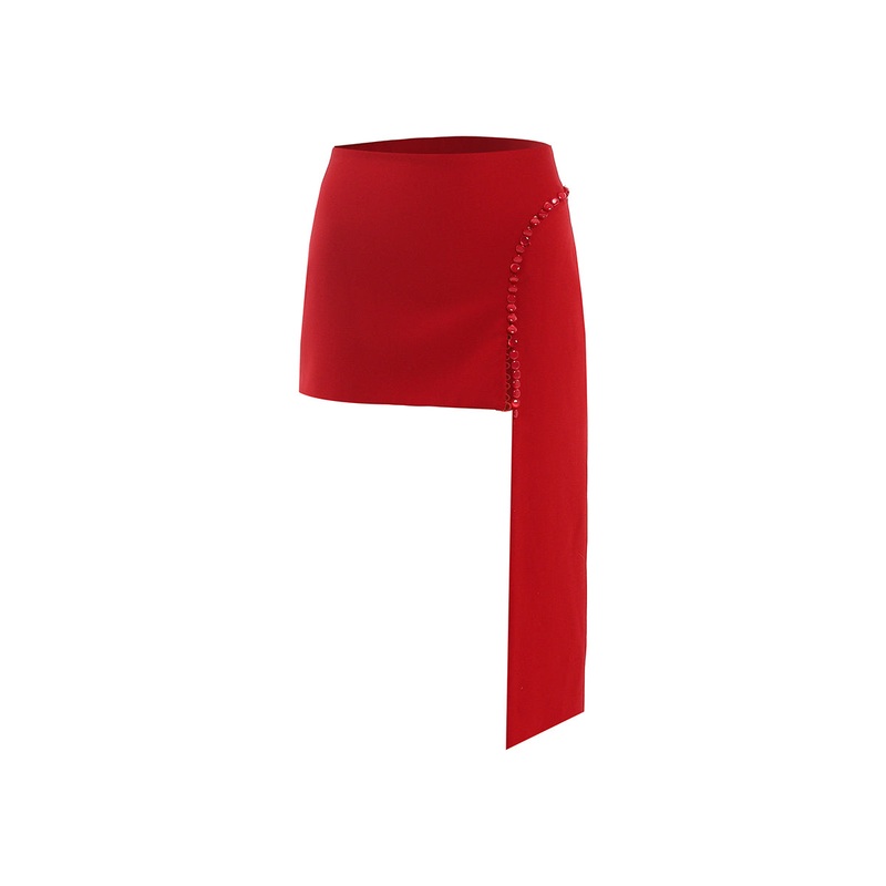 RED BUTTON MINI SKIRT