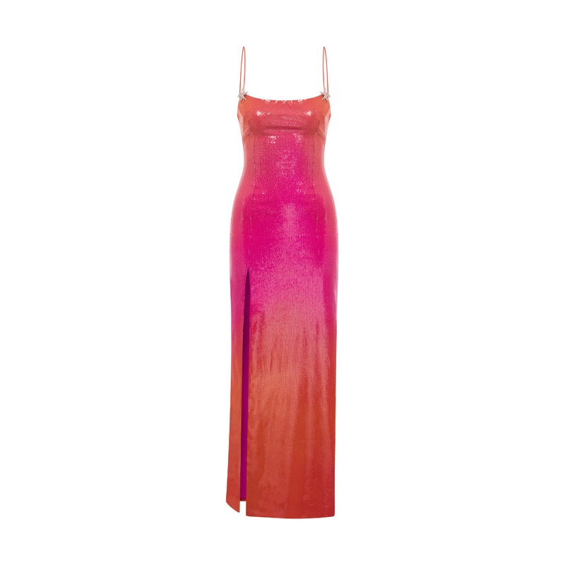 SEQUINED SLIT DRESS IN SUMMER GRADIENT