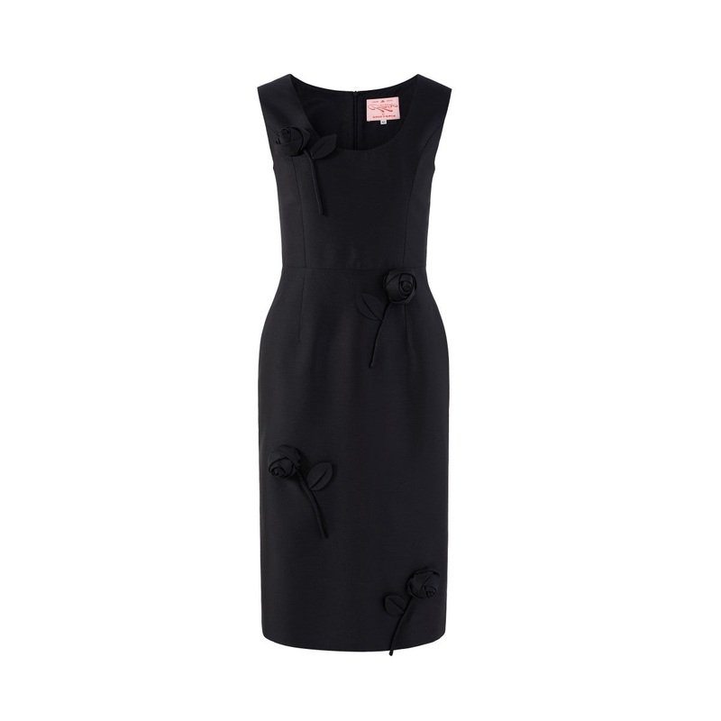 BLACK ROSE APPLIQU DRESS