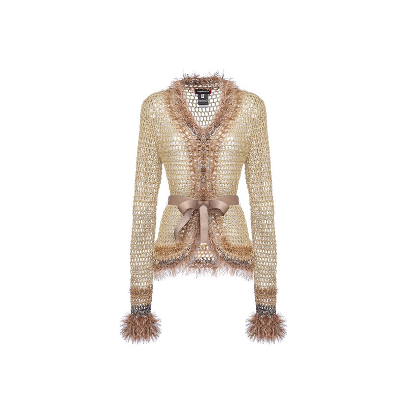 BROWN HANDMADE KNIT CARDIGAN