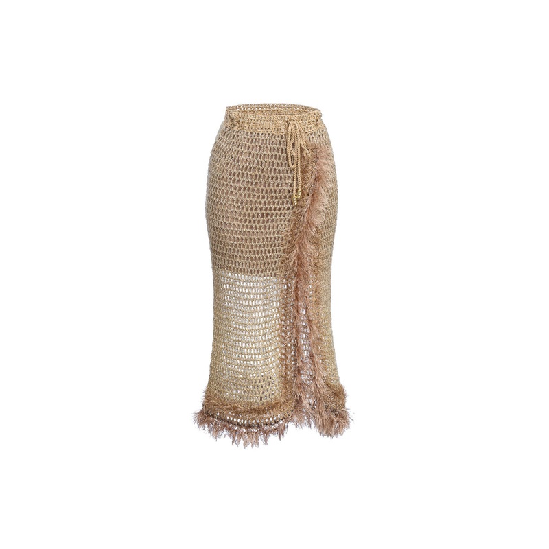 BROWN HANDMADE KNIT SKIRT