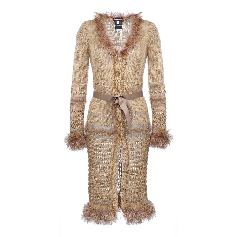 CAMILA BROWN HANDMADE KNIT CARDIGAN-DRESS
