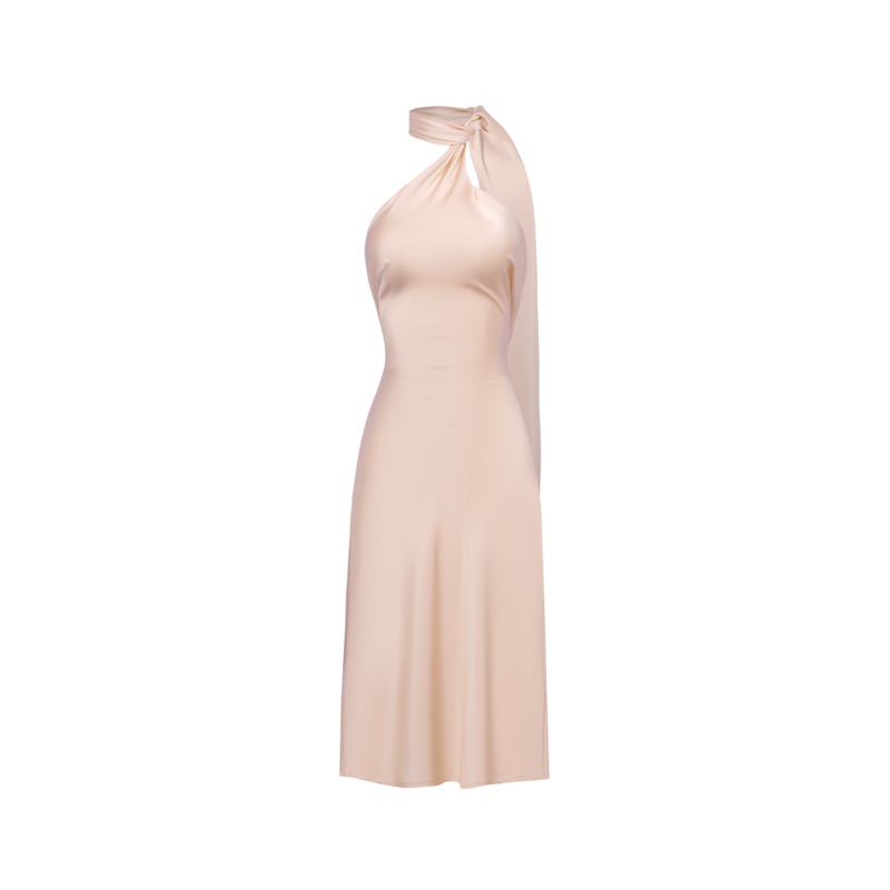GALINDO BODYCON SCARF NECK SILK BLEND MINI DRESS