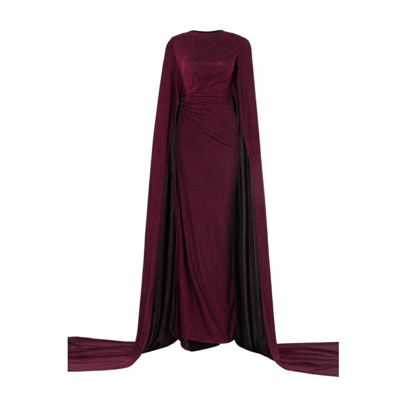 HIGH NECKLINE LONG CAP GOWN DRESS