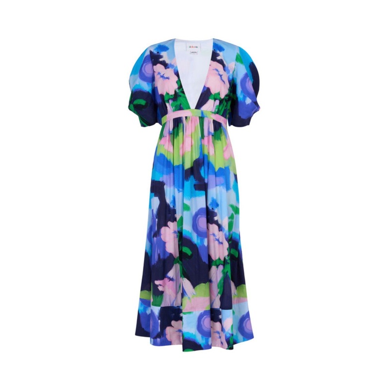 ITA MIDI DRESS IN OLEO AZUL PRINT