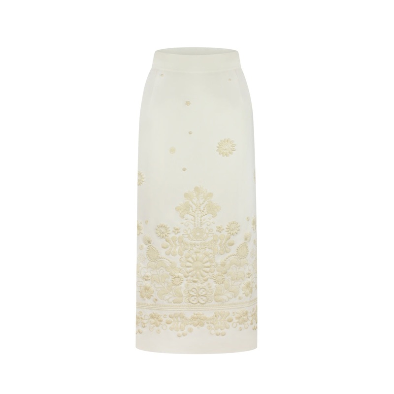 MILK EMBROIDERED PLAKHTA MIDI SKIRT