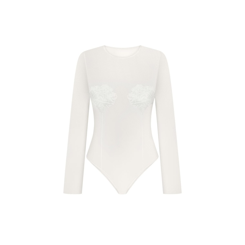 MILK LONG SLEEVE EMBROIDERED TOP