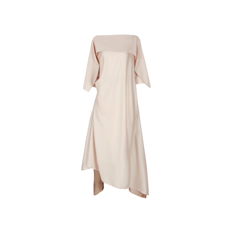 PACHECO STRAIGHT BOAT NECK SILK BLEND MIDI DRESS