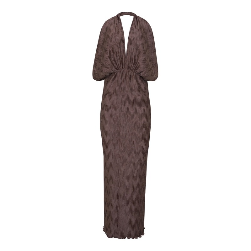 RIVIERA SLEEVELESS GOWN IN CHOCOLATE