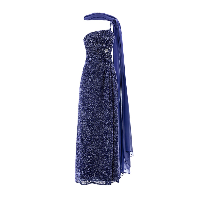 X MONIKA DIMOVA SEQUIN SILK EMBROIDERED GOWN