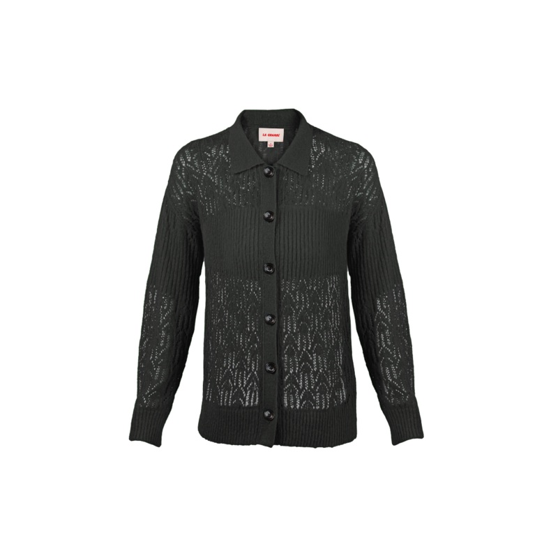 ARAITA COLLARED CARDIGAN IN CHARCOAL