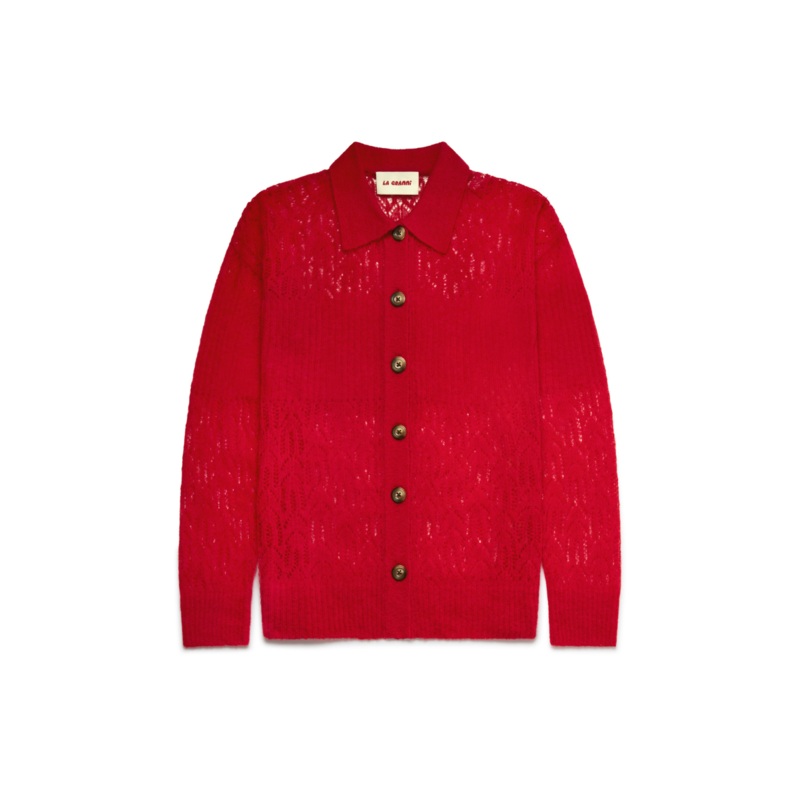 ARAITA COLLARED CARDIGAN IN RED
