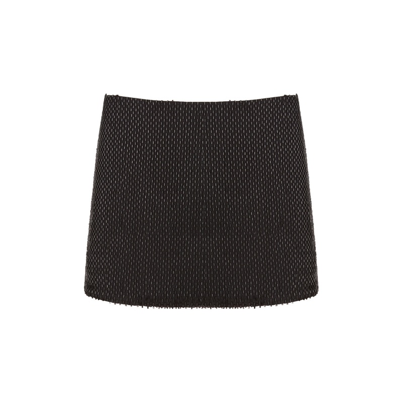BUGLE BEAD MINI SKIRT IN BLACK