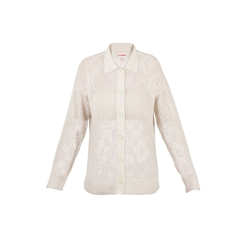 CREAM ARAITA COLLARED CARDIGAN