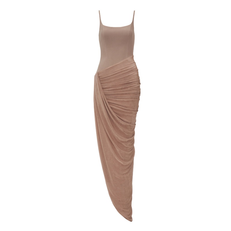 CURRENT NUDE DRESS IN BROWN