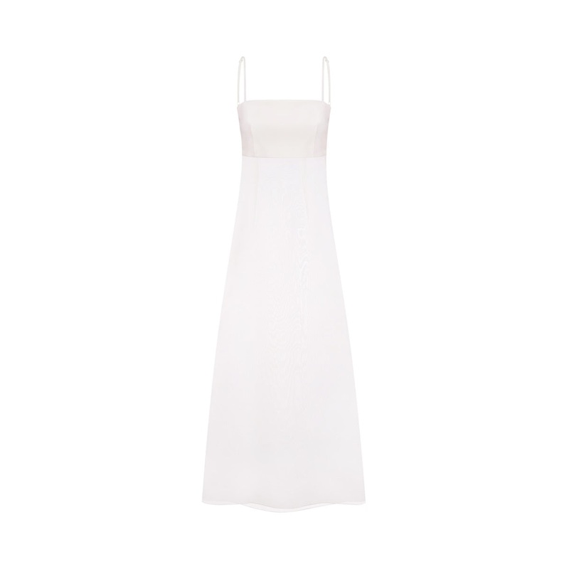 DRESS WITH SHEER INSERTS IN WHITE