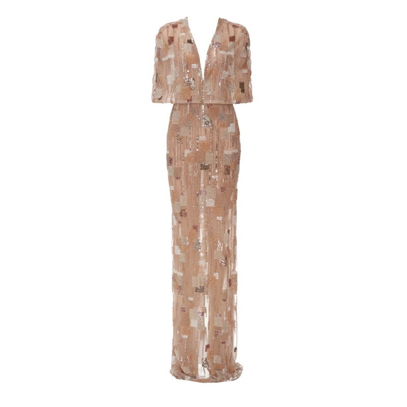 FREEZE PONCHO MAXI DRESS IN NEUTRAL