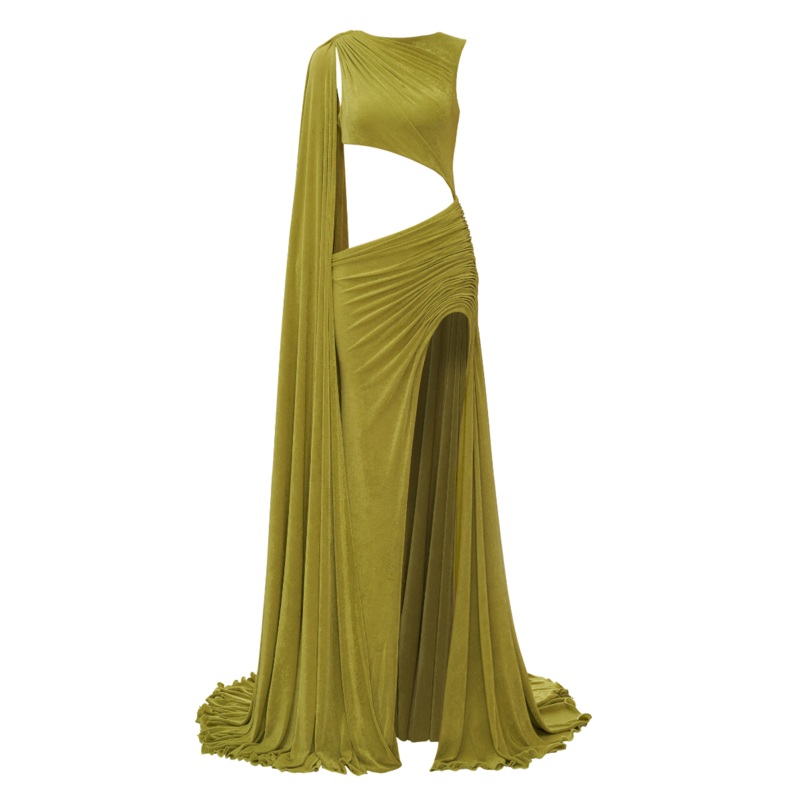 OVERFLOWING GOWN IN GREEN