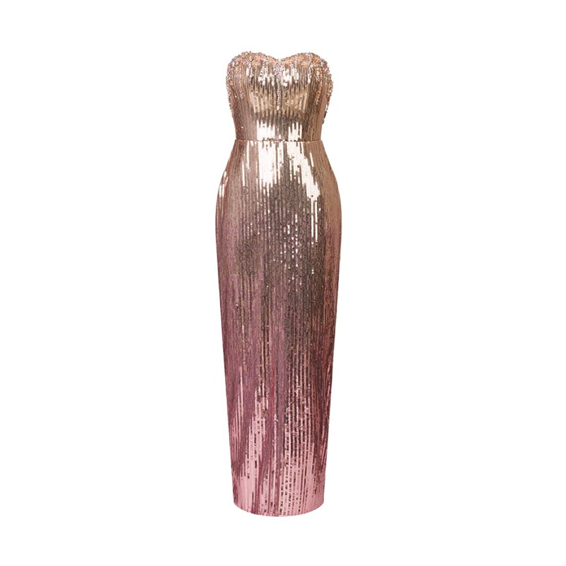 SEQUIN MIDI DRESS IN ROSE