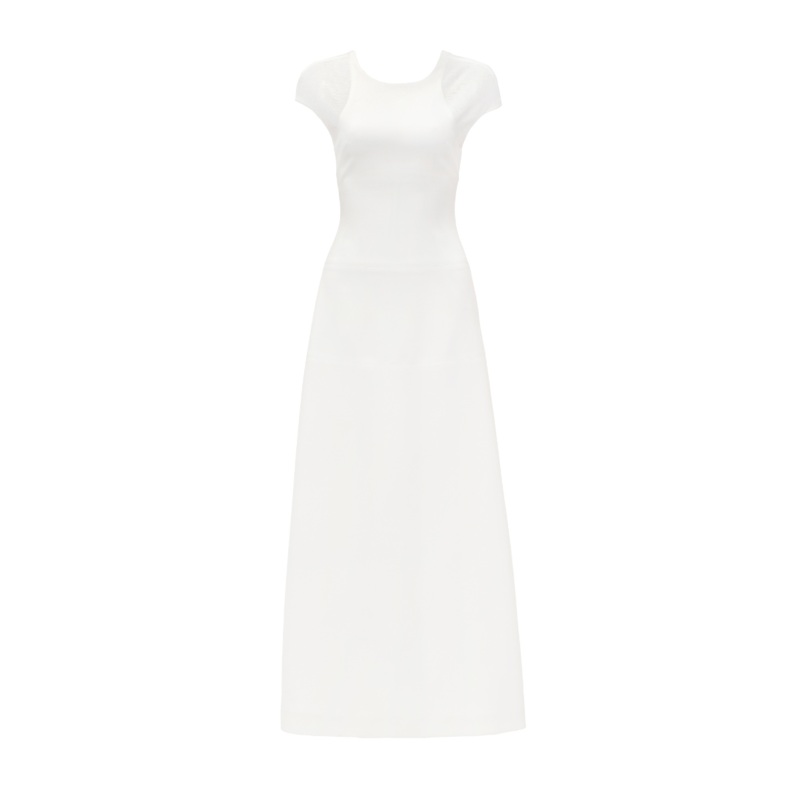 SQUEEZE MIDI DRESS IN WHITE