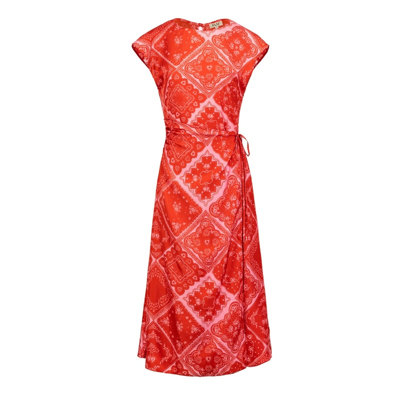 TIE-DETAILED MIDI DRESS IN LOVESTRUCK PRINT